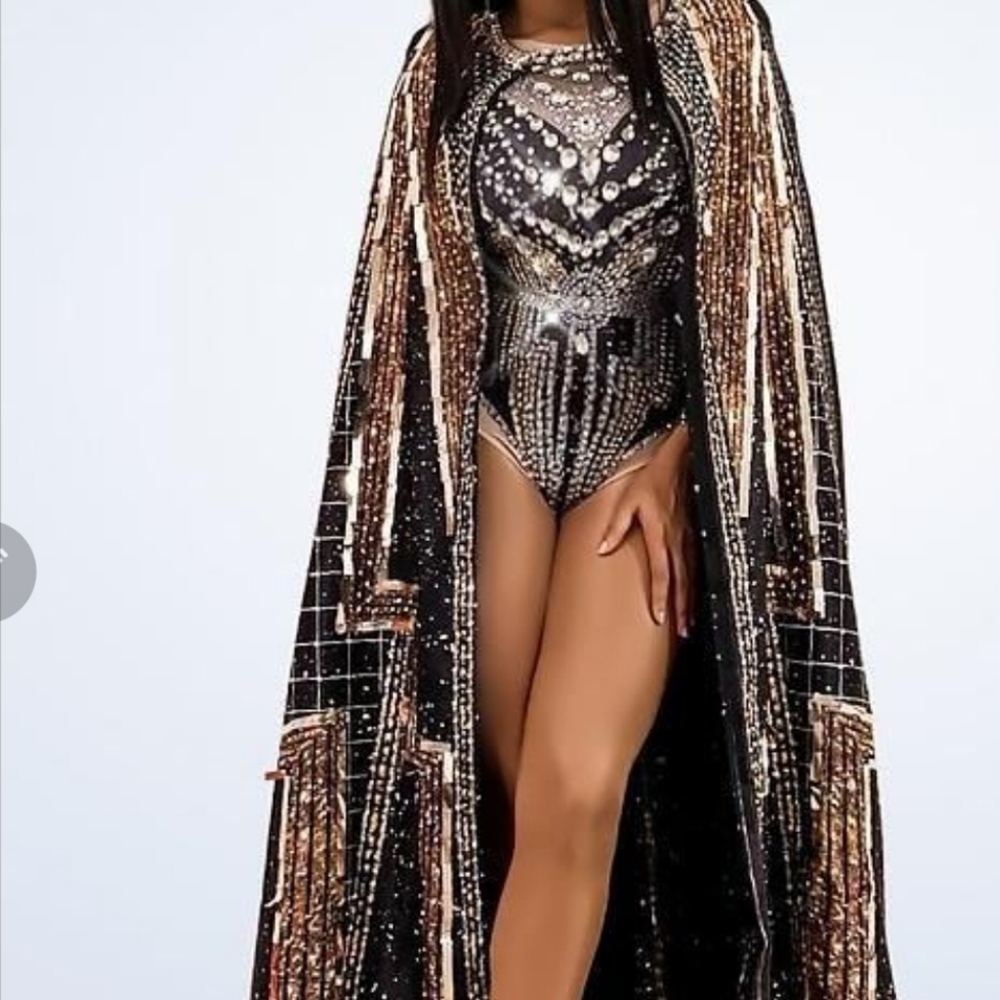 Goddess Diamante Bodysuit Set